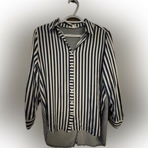 Jane and Delancey Navy and White Striped Shirt